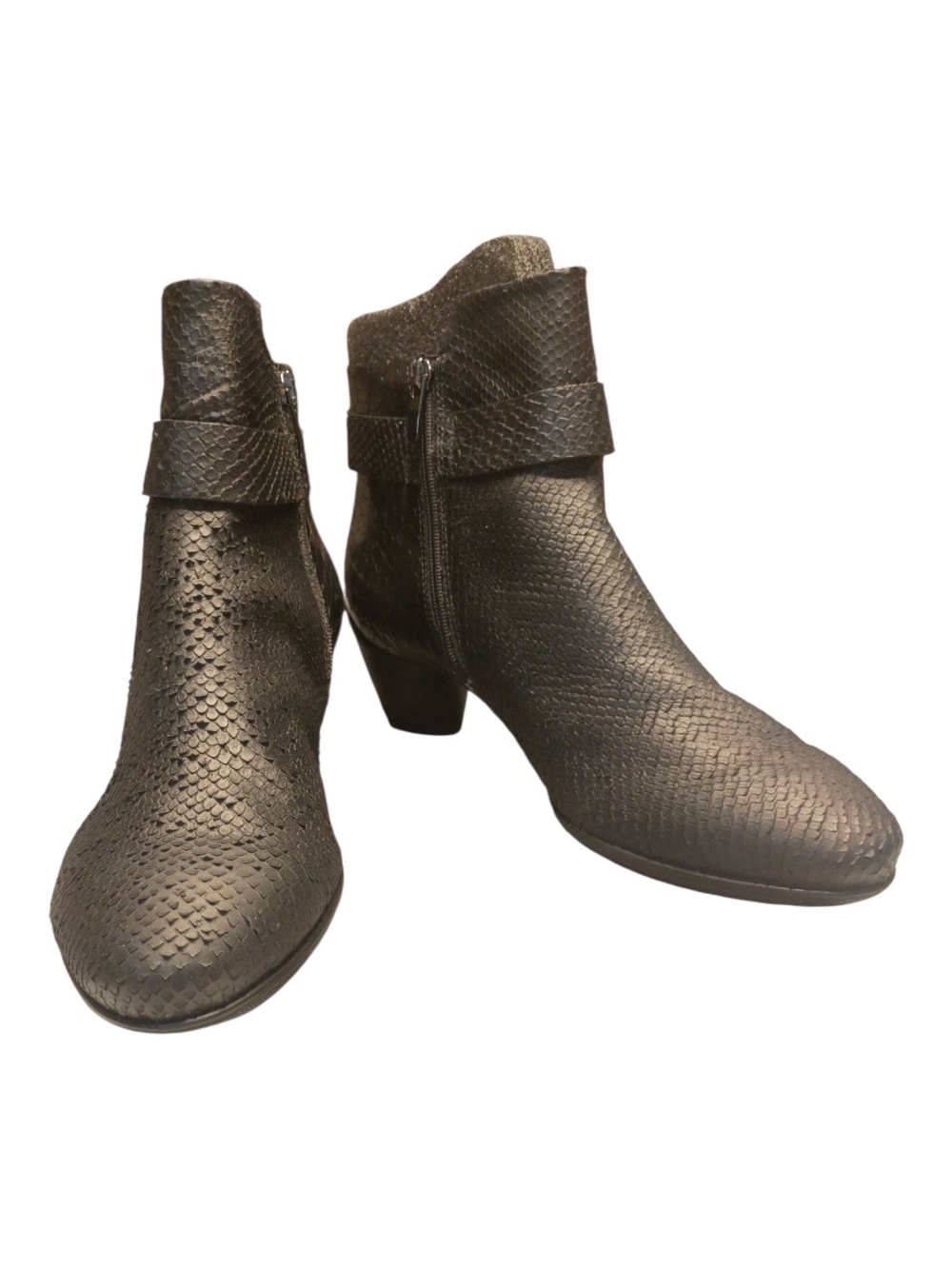 #2101 ECCO Sculptured 45 Snake Embossed Leather Ankle Booties45